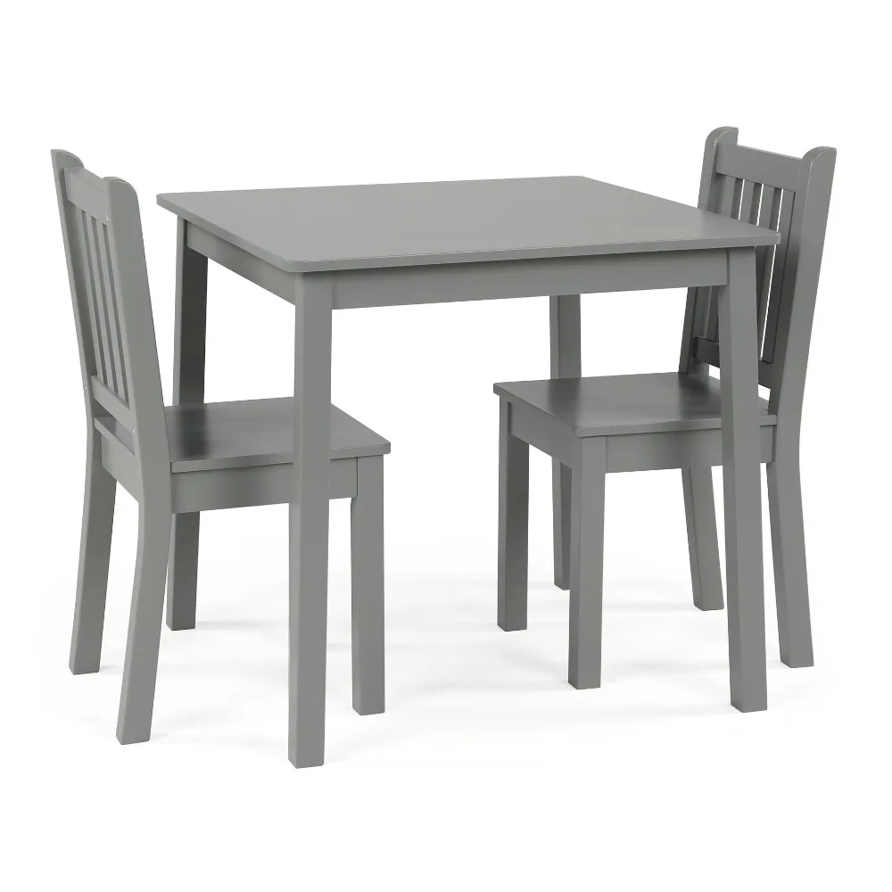 Humble Crew Camden 3 Piece Wood Child Table & Chairs Set in Grey