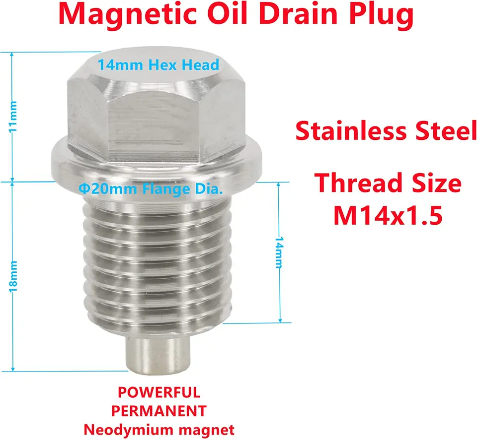 Kit Réparation Filetage Carter D'huile M12x1.25 - Bouchon Acier Inoxydable, Joints Et Clé Incluse
