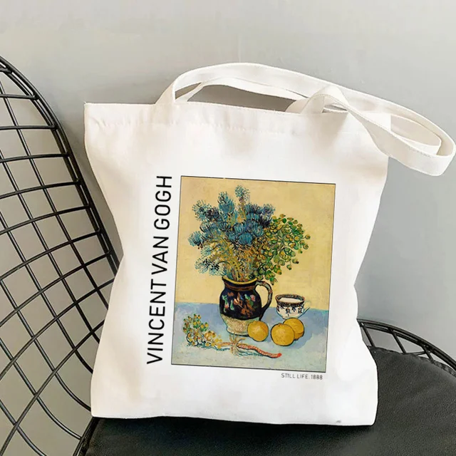 Shopper Van Gogh Img Printed Kawaii Bag Harajuku Women Shopping Bag Canvas Shopper Bag Girl Handbag Tote Bag Shoulder Lady Bag b917