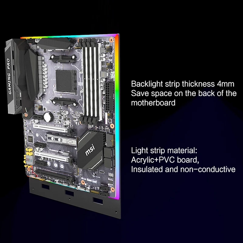 Desktop Computer Motherboard Backlight Panel 5V ARGB LED Strip Strip-shaped MATX / ATX M/B Light Pollution 2Pcs/Pack