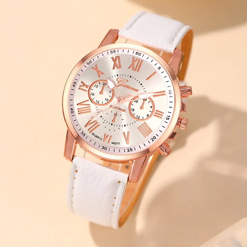 

Reloj Mujer Fashion Women Watches Ladies White Leather Quartz Wrist Watch for Women Bussiness Casual Watch Relogio Feminino