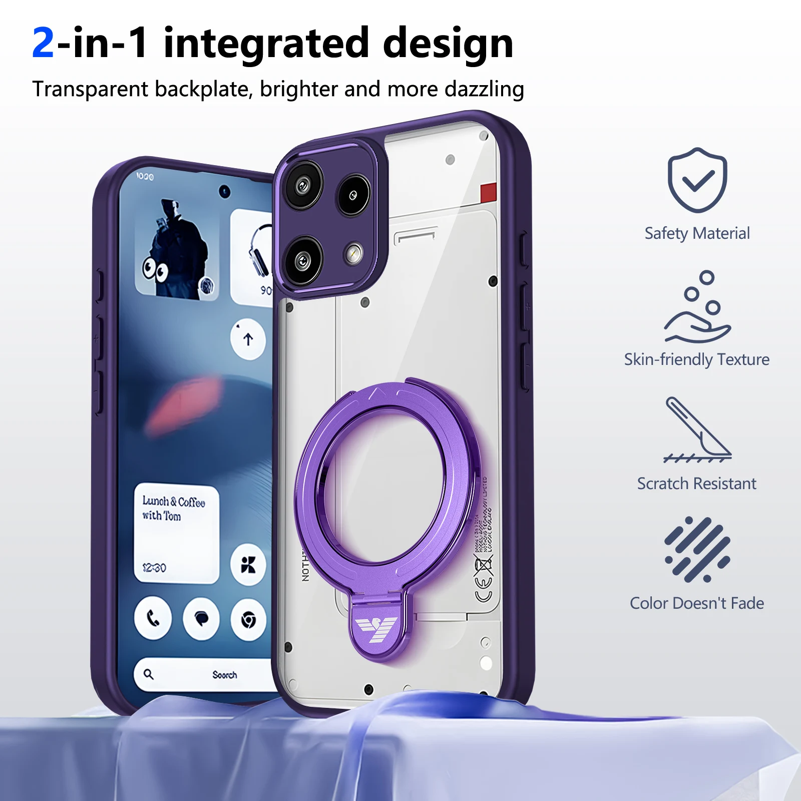 Stylish Transparent Magnetic Stand Back Cover