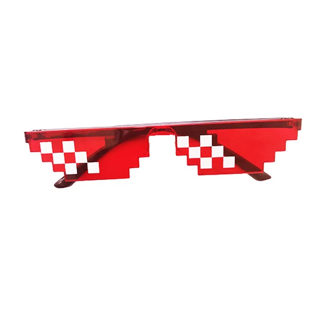 Thug Life Mosaic Glasses Sunglasses Men Women 8 Bit Coding Pixel Trendy Cool Super Party Funny Vintage Shades Eyewear Red