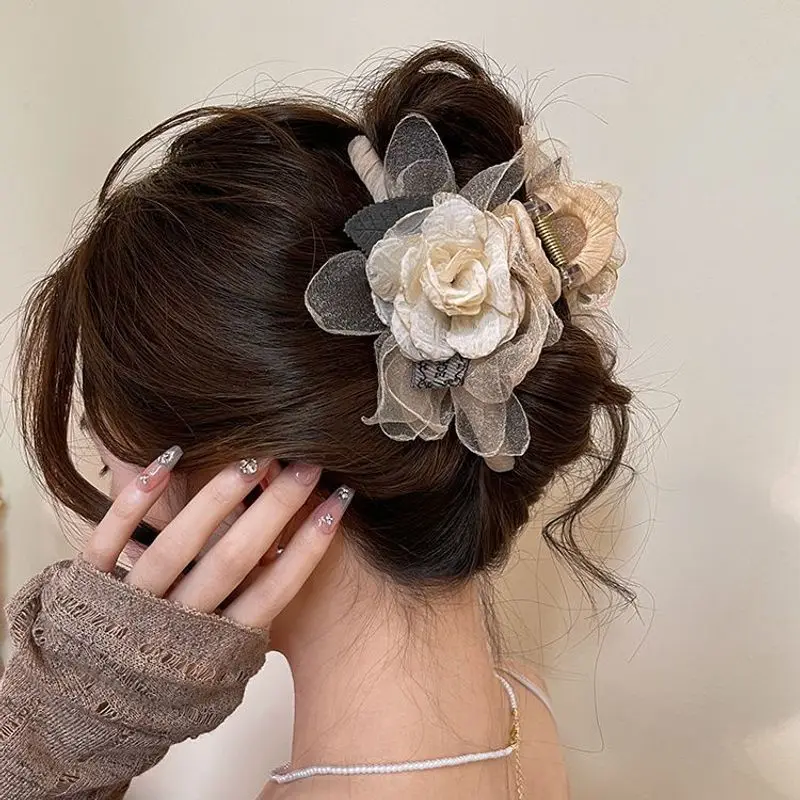 1 Stück Super-Fee-Mesh, getrocknete Rosenblätter, hochwertige Haarspange, Hai-Clip, neue Haarspange und Zubehör
