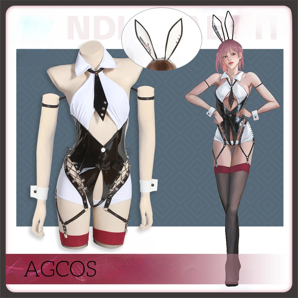 

Женский кожаный костюм для косплея AGCOS, оригинальный дизайнерский костюм секретаря Банни для ролевых игр на День святого Валентина