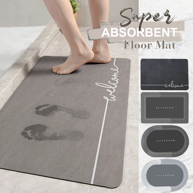 Super Absorbent Non-slip Bathroom Mat Quick Drying Oil-proof Floor Mat