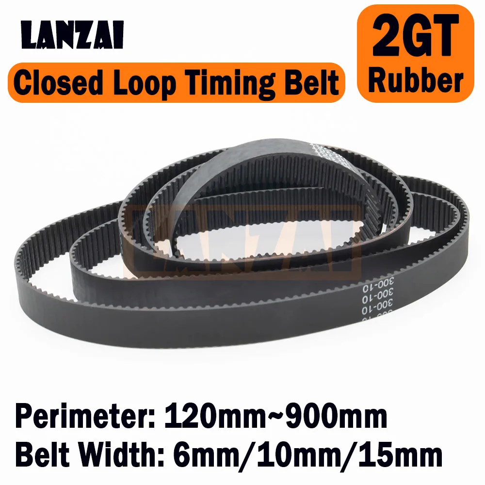 

2GT Rubber Timing Belt Closed Loop C=120 130 170 190 240 250 260 280 320 330 350 360 420 500 600 610 710 900mm W=6/10/15mm 2M GT