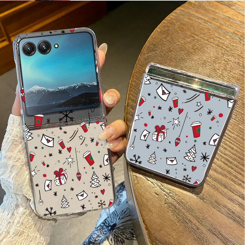 Cute Cartoon Christmas Element Clear Hard PC Folding Shockproof Phone Case
