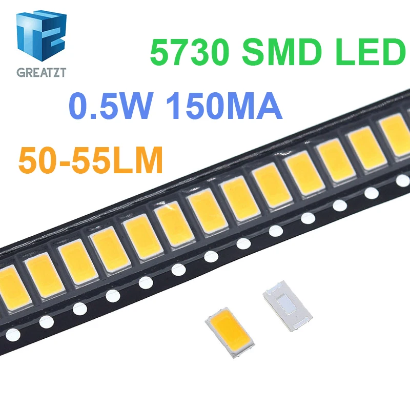 SMD LED Diode 200pcs 5730 SMD LED CW-WW 5630 white/Warm white 5.7*3.0mm 40-60lm 150ma 5730 diode 0.5W