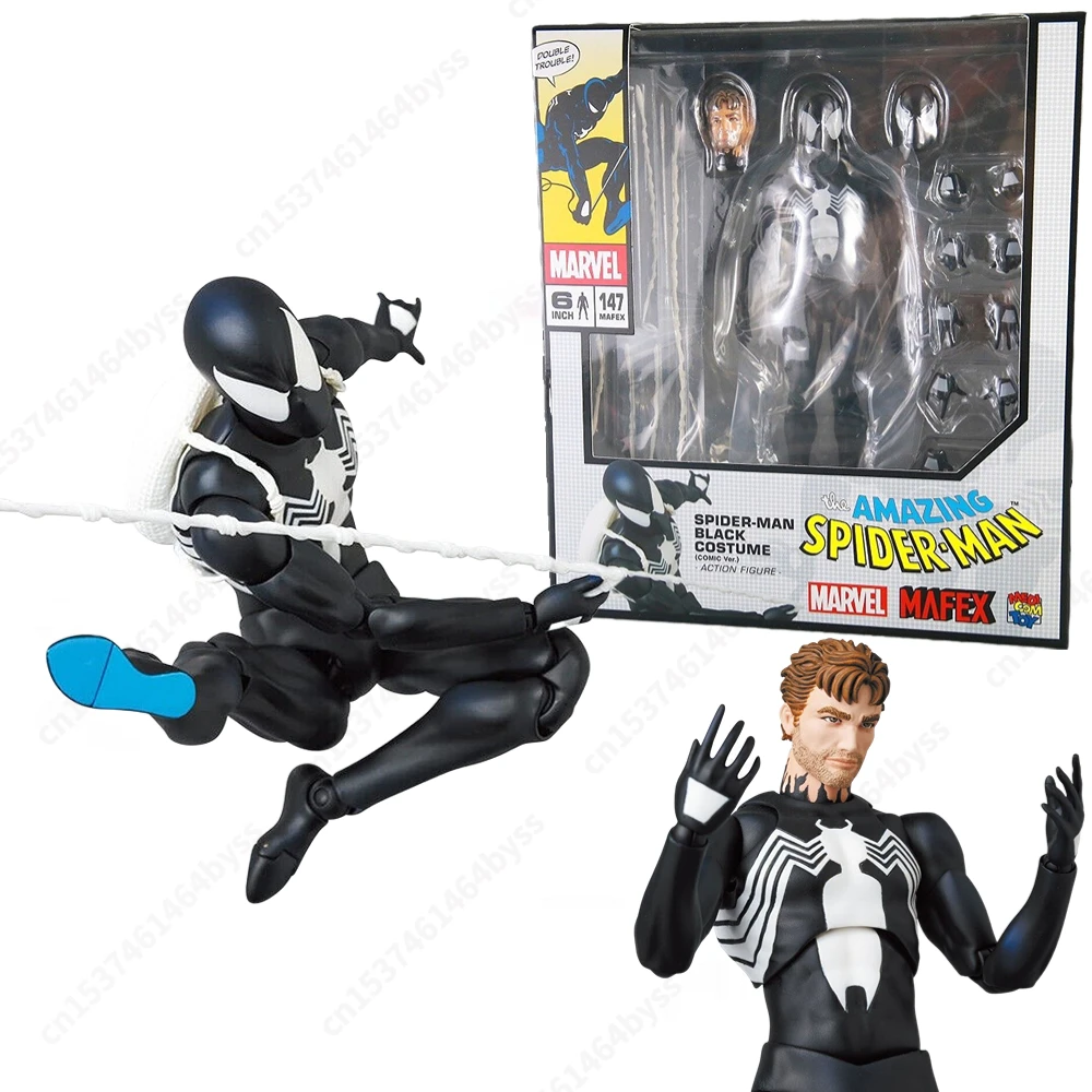 En Stock MAFEX SpiderMan Mafex  168 negro disfraz Comic Ver. Modelo  de acción Anime figura juguetes regalos - AliExpress