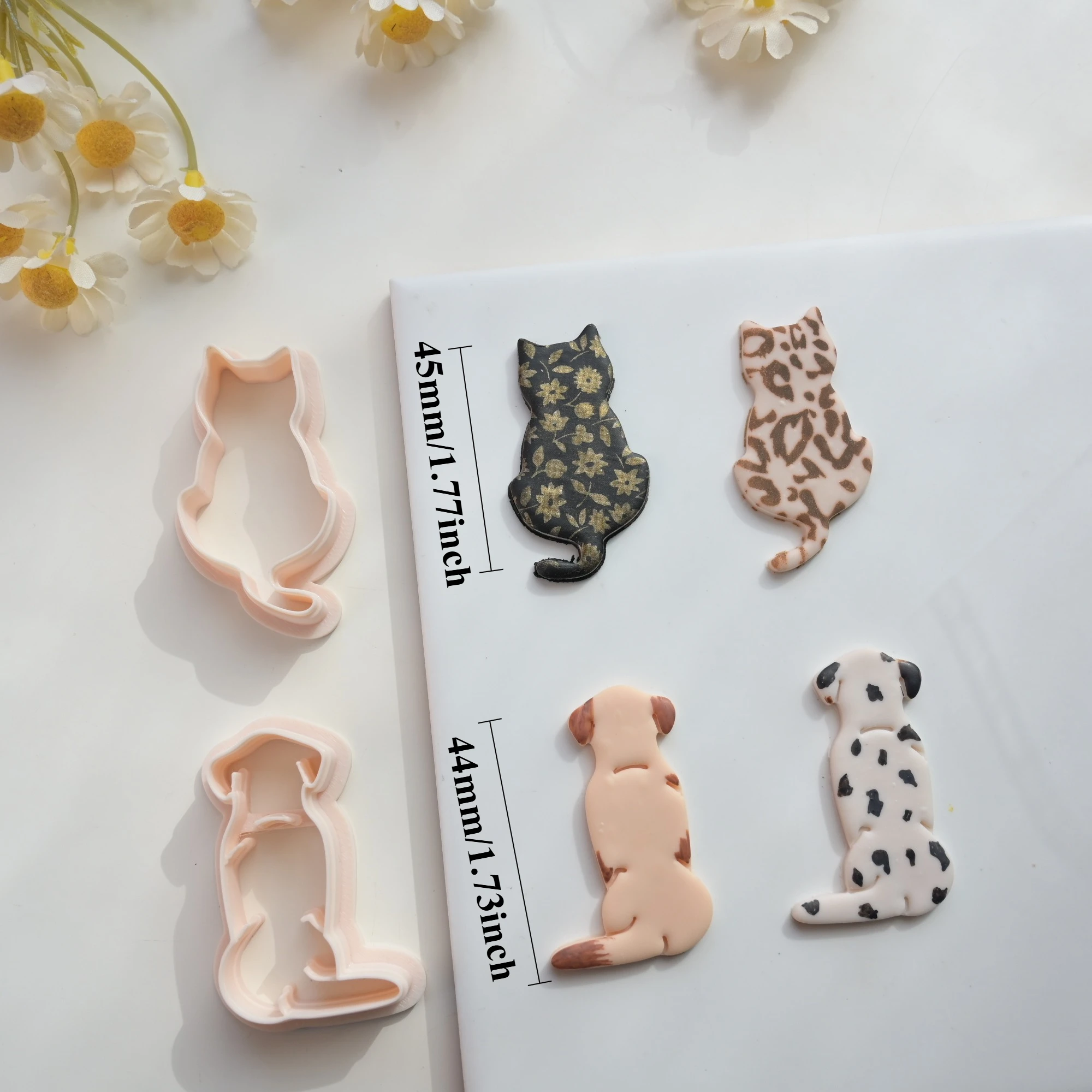 고양이 모양 점토 몰드, DIY 쥬얼리 귀걸이 제작을 위한 강아지 패턴 폴리머 클레이 커터, 동물 테마 점토 공예 도구