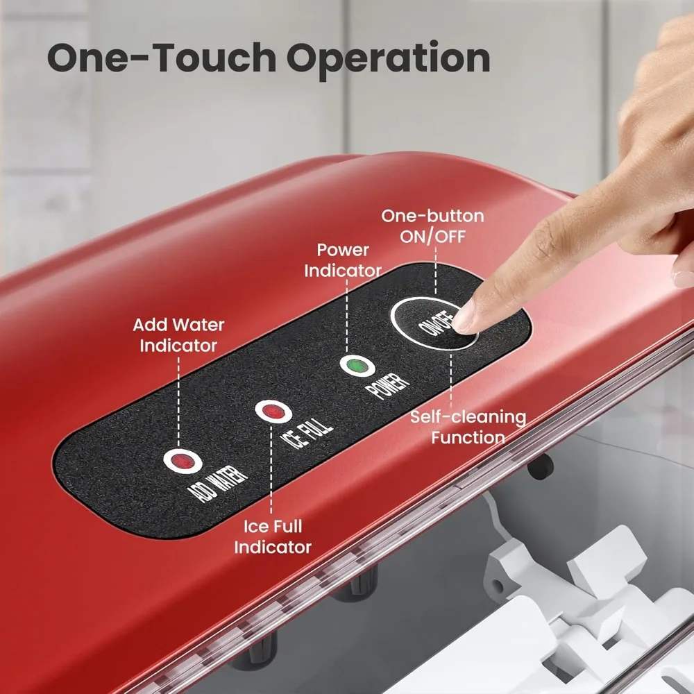 Ice Makers, Countertop Portable  Machine, 9 Bullet-Shaped Ice Cubes,26Lbs/24H, Self-Cleaning Function, Ice Makers 5