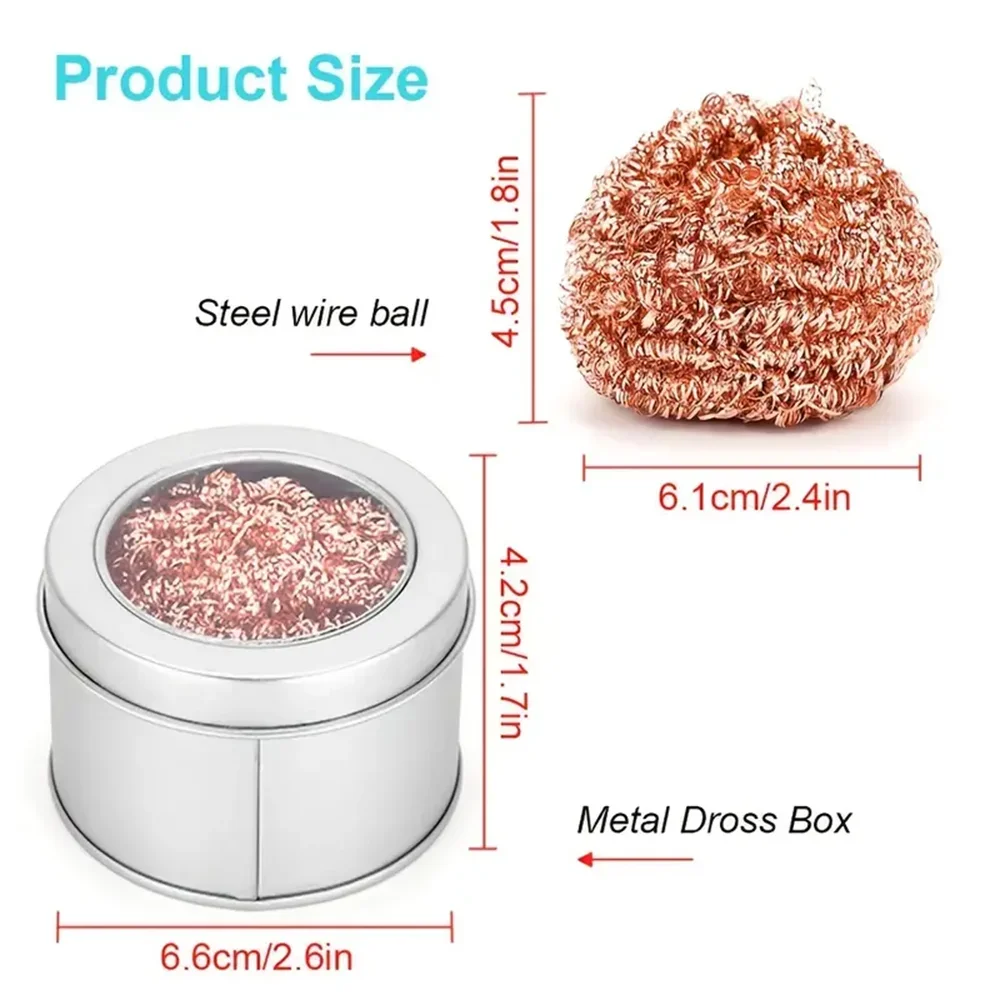 Cleaning Ball Desoldering Soldering Iron Mesh Filter Cleaning Nozzle Tip Copper Wire Cleaner Ball Metal Dross Box Clean