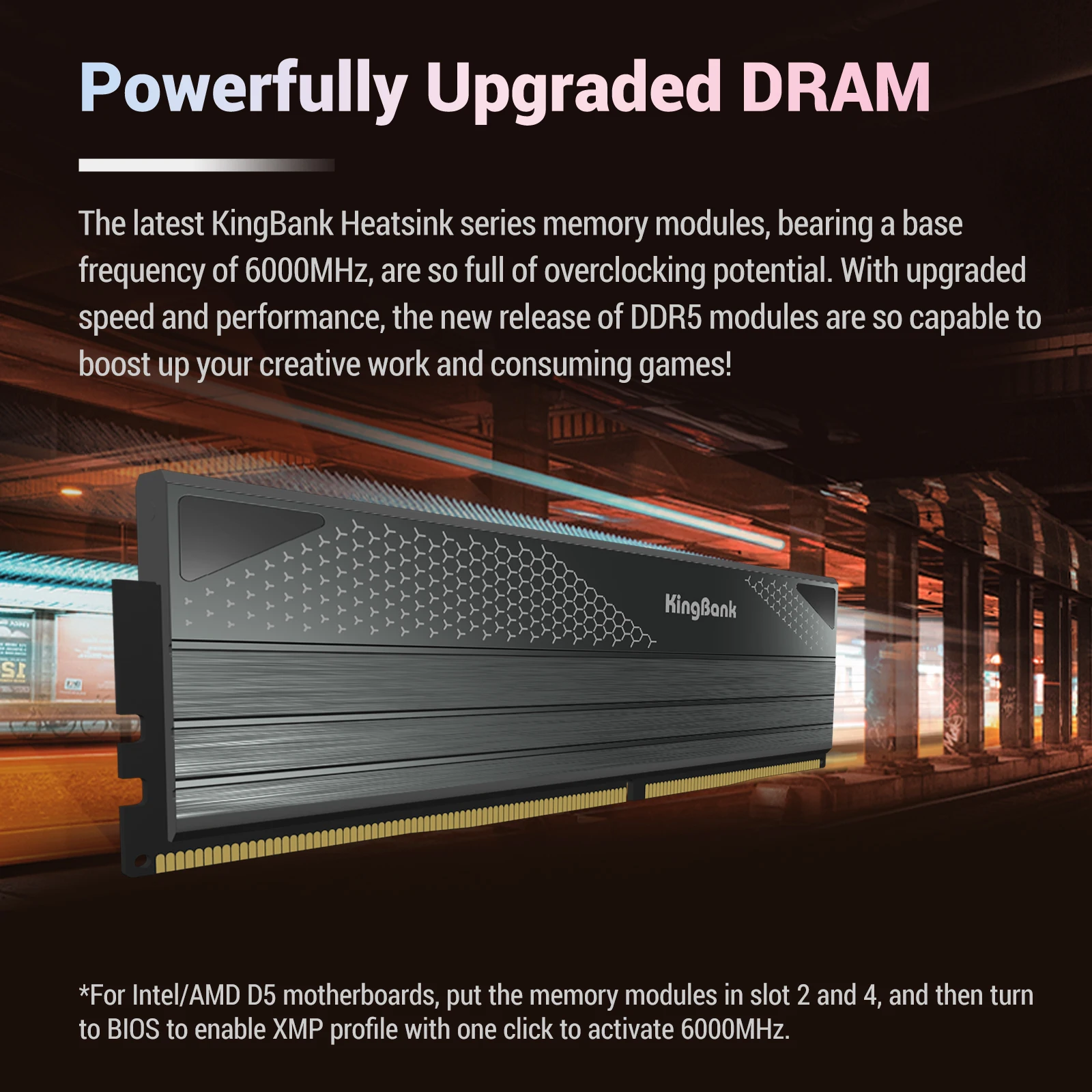 KingBank 데스크탑 PC용 메모리 GB 램, DDR5, 16GB, 16GB, x2, 32GB, 6000MHZ, 지지대 XMP 3.0, 1.35V RAM, 하이닉스 A 다이, 핫 세일