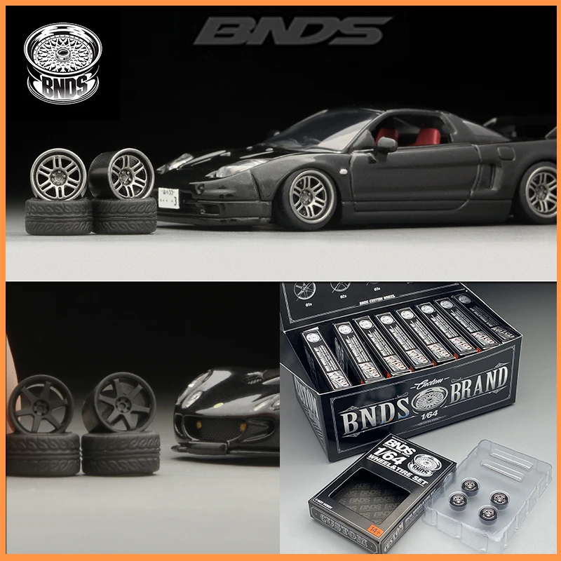 BNDS 1/64 Wheels With Rubber Tires ABS Assembly Rims Modified Parts for 1:64 Model Car VIP Style Detail-up Set New Clearance 2