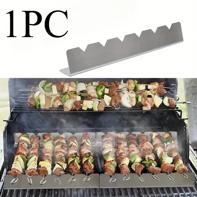 1PC Skewers Holder Set 6 Slots Easy Cleaning Display BBQ Flat Skewers Support Stands Kebabs Skewers Racks BBQ Accessories 1