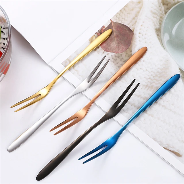 4 Csomag Gyümölcsvilla Szett Mini Aranyos Rozsdamentes Acél Desszert Villák Ezüst Arany Rózsa Torta Sikerárcsökkentő Villa Otthon - Image 5