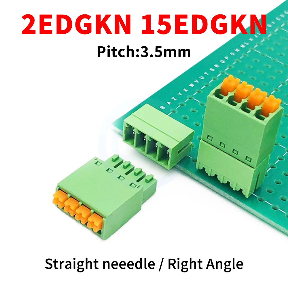 (5/10 Sets) 2EDGKN + 2EDGV / 2EDGR 3.5mm schraubenlose Plug-in-Leiterplatte ( 15EDGKN + 15EDGVC / 15EDGRC ) 3.5 Flachfeder Push rechtwinklig/gerader Stift Komplettset 2-24Pin