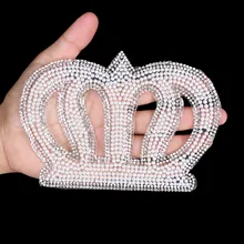 

white beaded crown patches large size hotfix iron-on ironning handmade DIY patch