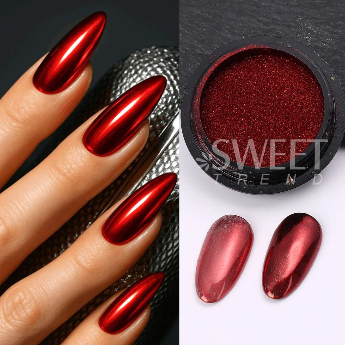 6pcs Metallic Pigment Nail Glitter Powder Magic Mirror Y2K Gold Silver Red Nail Decoration Flash Chrome Dust Manicure Accessory