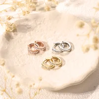 2/6PCS 316L Stainless Steel Minimalist Hoop Earrings Crystal Zirconia Small Cartilage Helix Tragus Piercing Jewelry for Women 4