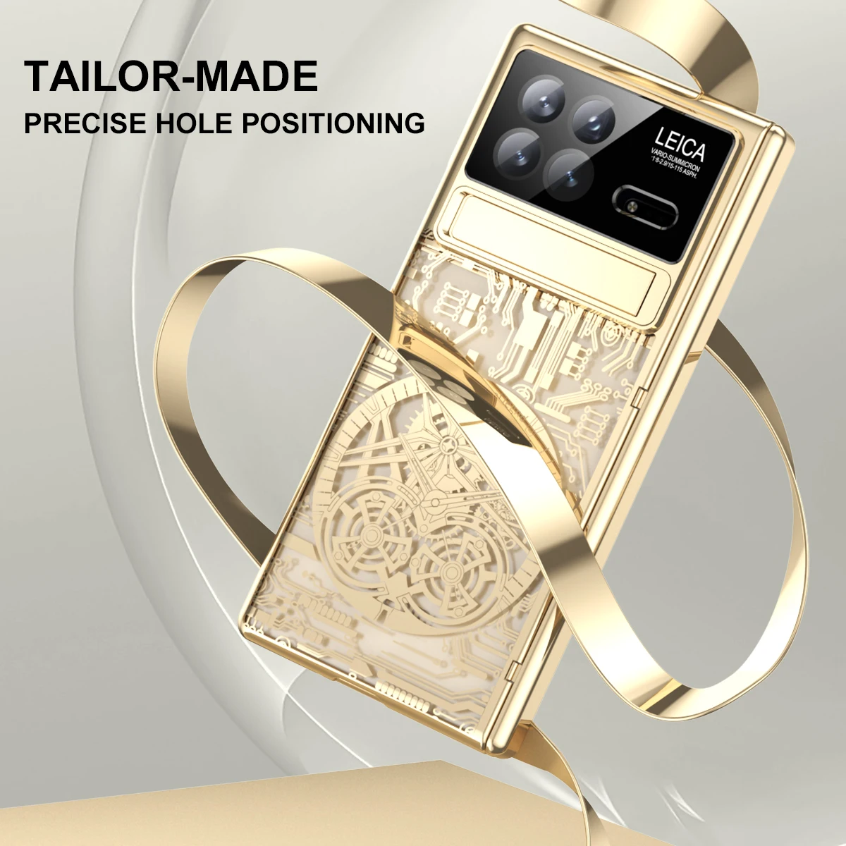 For Xiaomi MIX Fold 3 Case Hinge Mechanical Plating Transparent 360 Full Screen Protector Cover For MIX Fold 3 Case Kickstand