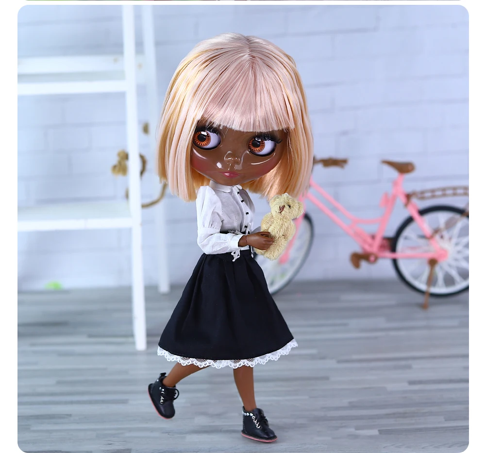 Nevaeh – Premium Custom Neo Blythe Doll with Multi-Color Hair, Black Skin & Shiny Cute Face 10