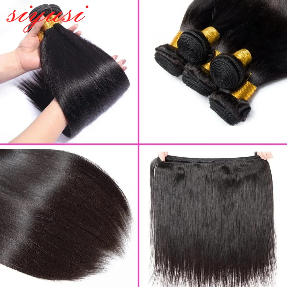 Bone Straight Bundles 1/3/4 pcs Natural Black Women Sew In Remy Human Hair Extension Cheap Brazilian Straight Human Hair Bundles