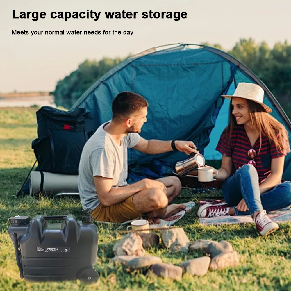 28L Camping Outdoor Bucket with Faucet & Wheel Camping Water Storage Carrier Large Capacity Water Tank for Outdoor BBQ