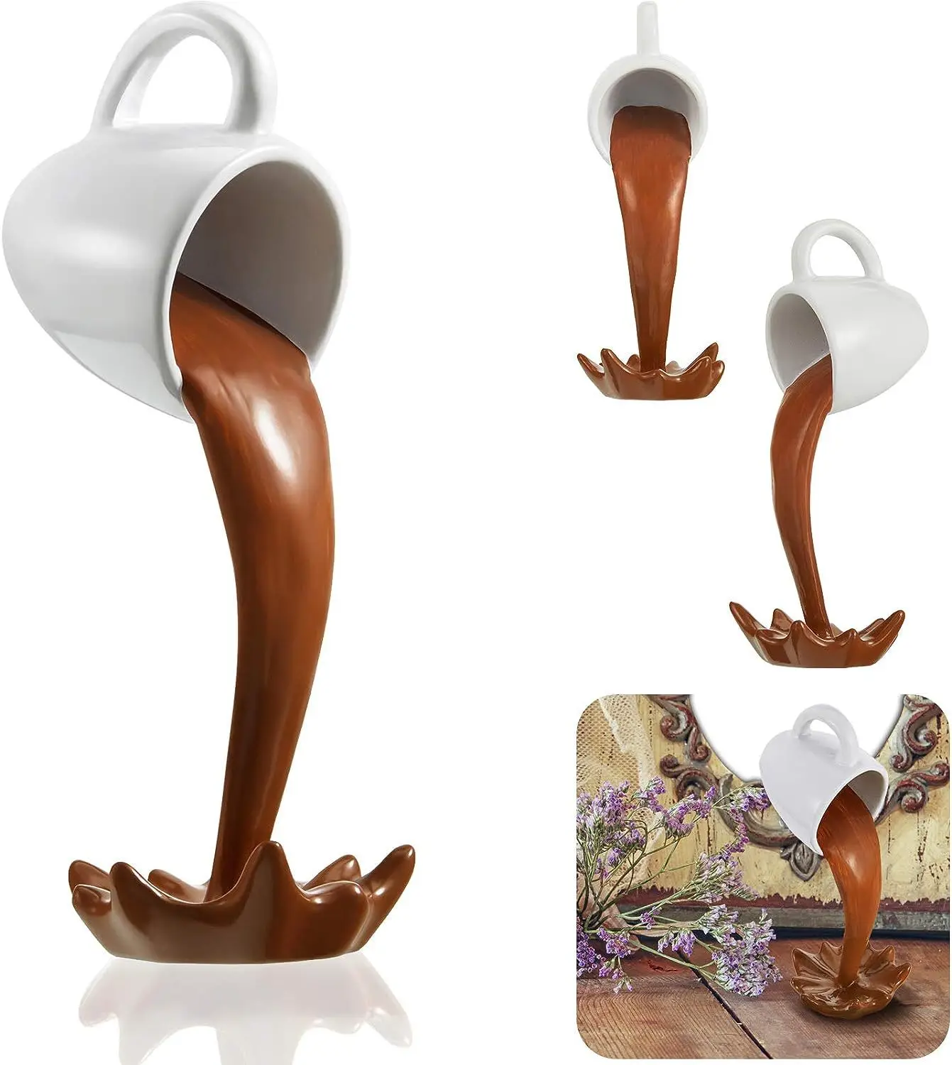 Floating Spilling Coffee Cup Sculpture 1
