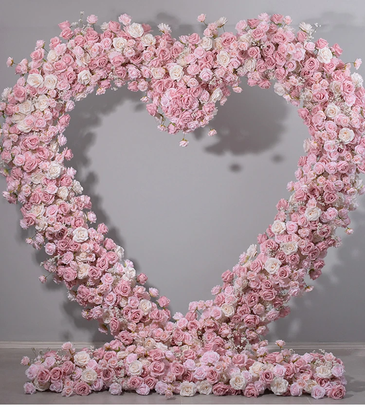 Description Picture 2 of itemLuxury pink Customized Artificial Rose Flower Row Arch Wedding Decoration Outdoor Event Party Backdrop Decor Table Flower ball