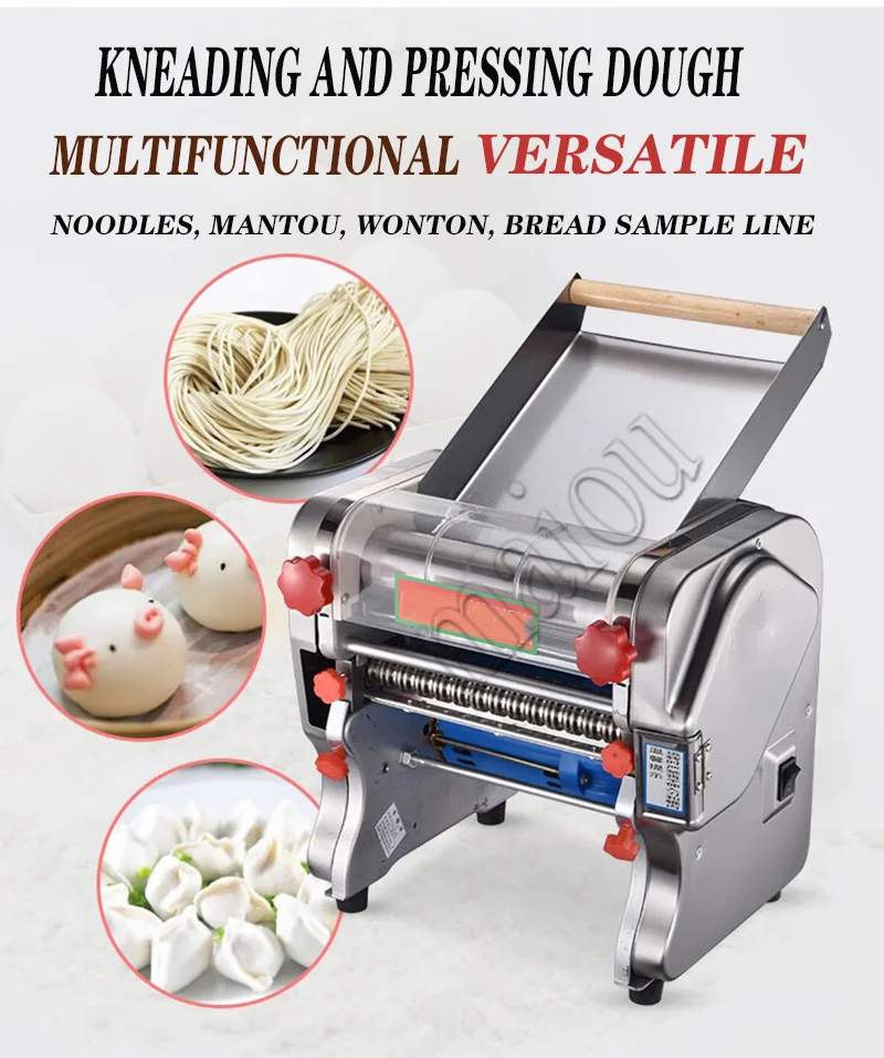 Description Picture 2 of itemElectric Noodle Press Machine Dough Roller Stainless Steel Desktop Pasta Commercial Kneading Dumpling Make 220V