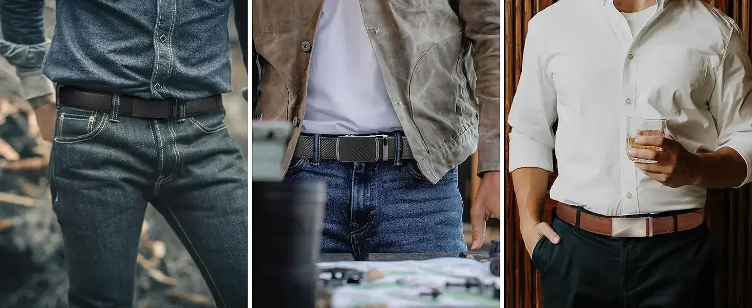 Herren-PU-Ledergürtel, modischer Gürtel mit automatischer Schnalle für beliebte Business-Gürtel, hochwertiger männlicher Gürtel, mehrfarbig, 115 125 135 cm – Detail 1