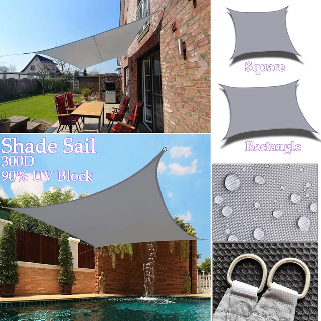 Háromszög 2X2X2M Medence Burkolat Szürke Bézs Árnyékos Vitorla Vízálló Árnyalatok Napellenző Autó Kerti Hinta A Nyári Ház Erkélyre - Image 3