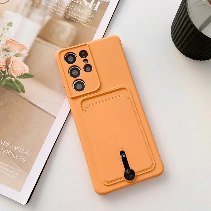 Premium Fine Hole Sliding Card Holder Silicone Phone Case – Shockproof Soft Back Cover
