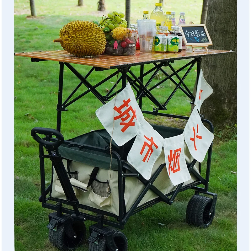 

Heavy Duty Wagon Cart Foldable with Aluminum Table Plate Beach Wagon Folding Collapsible Heavy Duty Utility Camping Cart