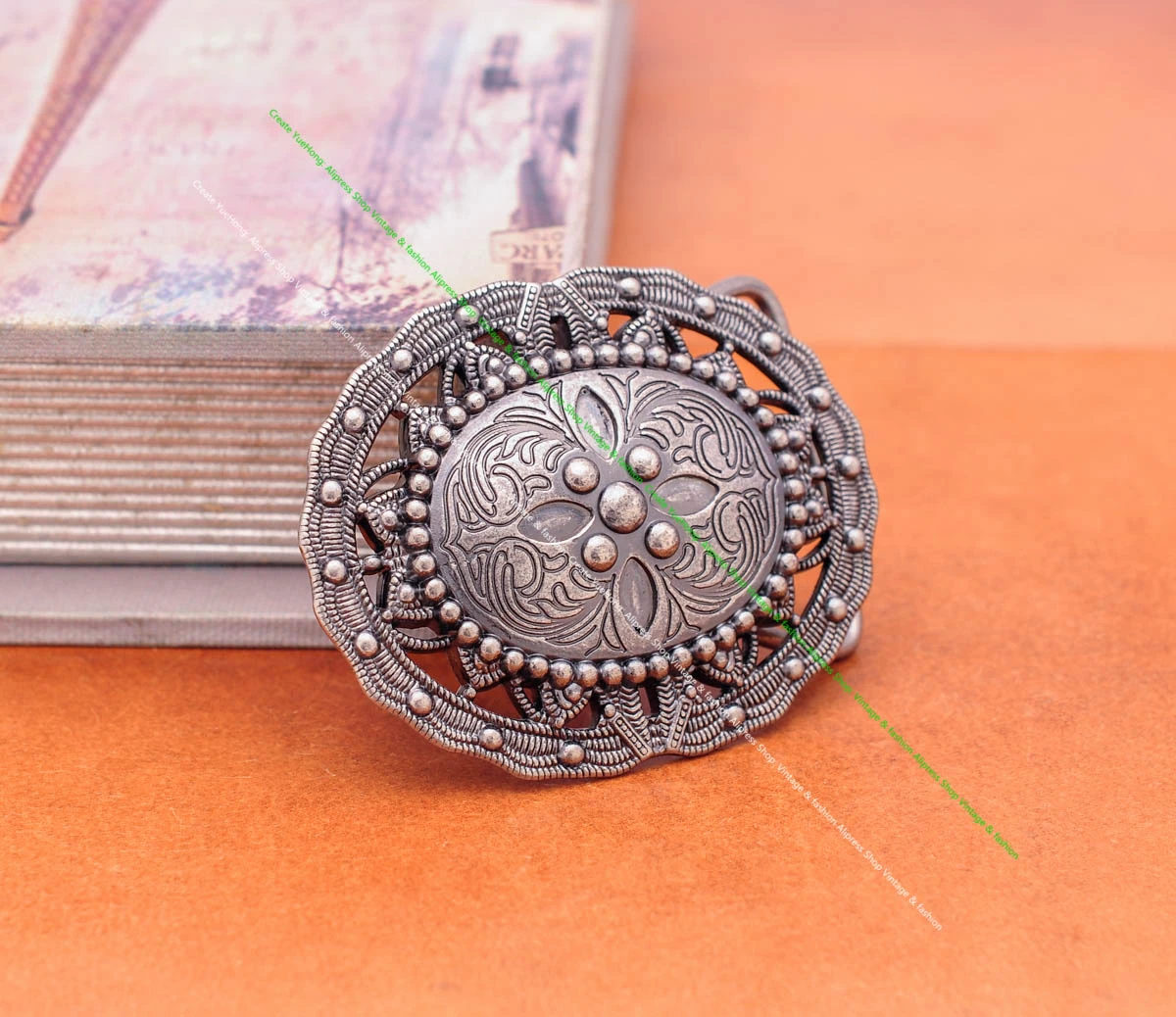 Massive Vintage Silberne Große Ovale Amerikanische Western Indian Art Blumen Rodeo Cowboy Lederhandwerk Gürtelschnalle Ersatz Passend für 40mm – Detail 3
