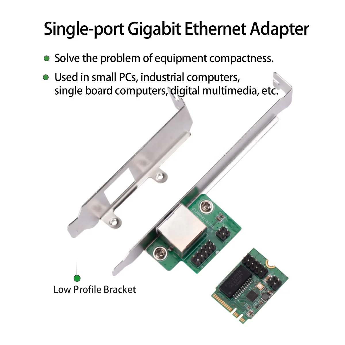 

22x30mm M.2 A Key and E Key to 1 Port 10/100/1000Mbps Gigabit Ethernet NIC Network Card