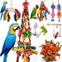 Pet Bird Chewing Toy Cotton Rope Parrot Toy Bite Resistant Bird Tearing Cockatiels Training Hang Swings Bird Cage Supplies 1