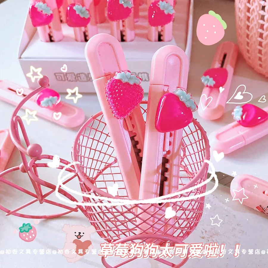 Strawberry Cute Mini Small Pocket Sized Art Cutter Utility Knife Student Art DIY Tools Creative Stationery School Supplies utility knife cutting knife art knife