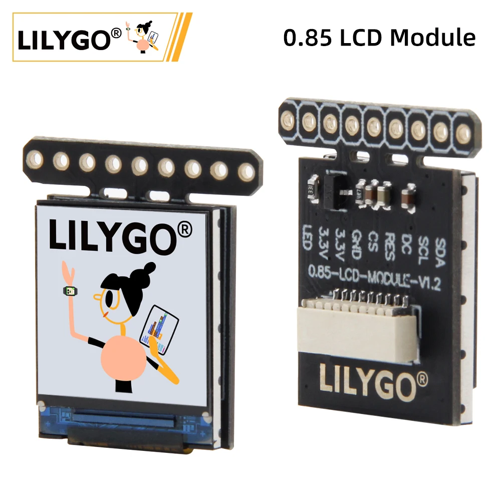 LILYGO&reg; T-0.85 Inch LCD Module GC9107 Full Color Display IPS 128*128 Screen Development Board PH1.0mm Cable Holder Arduino lcd screen display esp32 development board