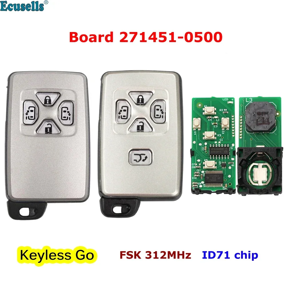 

Smart Keyless Go Remote Key Fob FSK 312MHz ID71 Chip for Toyota Alphard Estima Vellfire Board 271451-0500