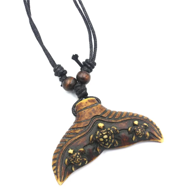 New Shark/Whale Tail Necklace Surfing Sea Turtle Pendant Necklace Choker  Lucky Imitation Yak Bone Necklace Jewelry for men women
