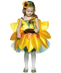 Sunflower Dress for Girls Halloween Christmas Festival Cosplay Outfit Children's Stage Role-Playing Performance Costume