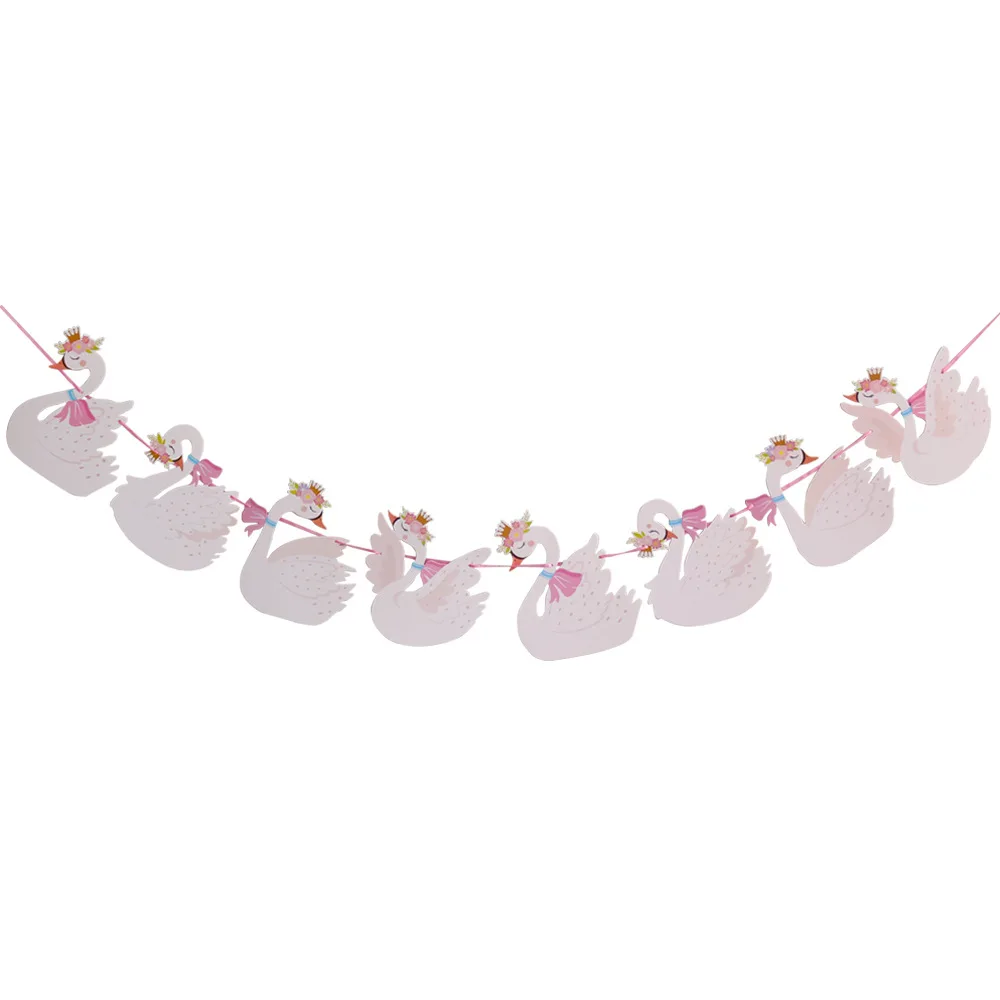 

White Pink Swan Garland Banner Bunting Pink White Bachelorette Party for Girls Birthday Party Supplies Baby Shower Bapteme Decor