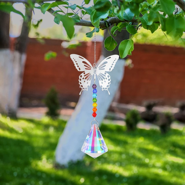 Crystal Light Collection Medál Kerti Díszek Kreatív Szivárványos Könnyű Fogó Ablak Terasz Dekoráció Angyal Fém Az Otthoni Kerthez - Image 5