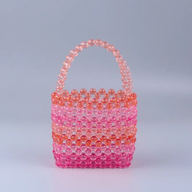 

Customized Handmade Beaded Woven New Acrylic Crystal Multi-color Bucket Bag Women's Versatile Handheld Handbag Finished Product