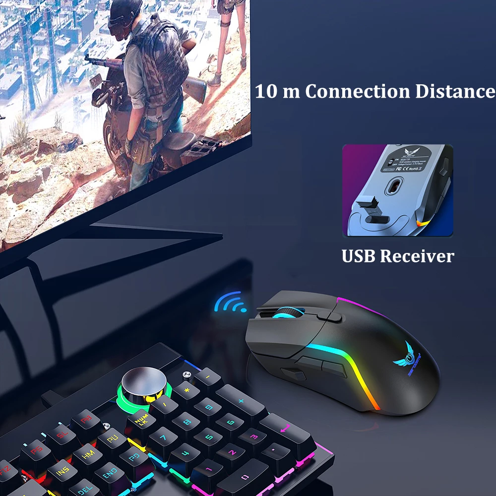 Wireless Mouse Gaming Mouse Wireless Mouse 2.4G RGB Mouse Esports Gaming 3200DPI 8 Buttons Rechargeable For MacBook Pro PC Computer Laptop Mice