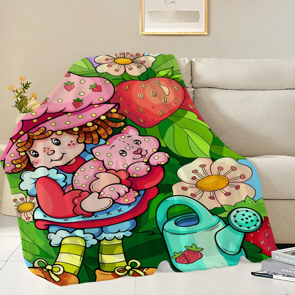 Cute S-Strawberry S-Shortcake Blanket Skin friendly comfort warm soft plush blanket suitable sofa living room office bedroom 4