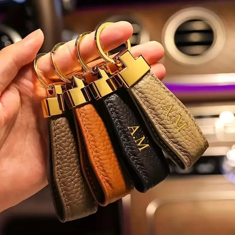 Customized Luxury Faux Leather Initial Keychain - Personalized Fashion Accessory